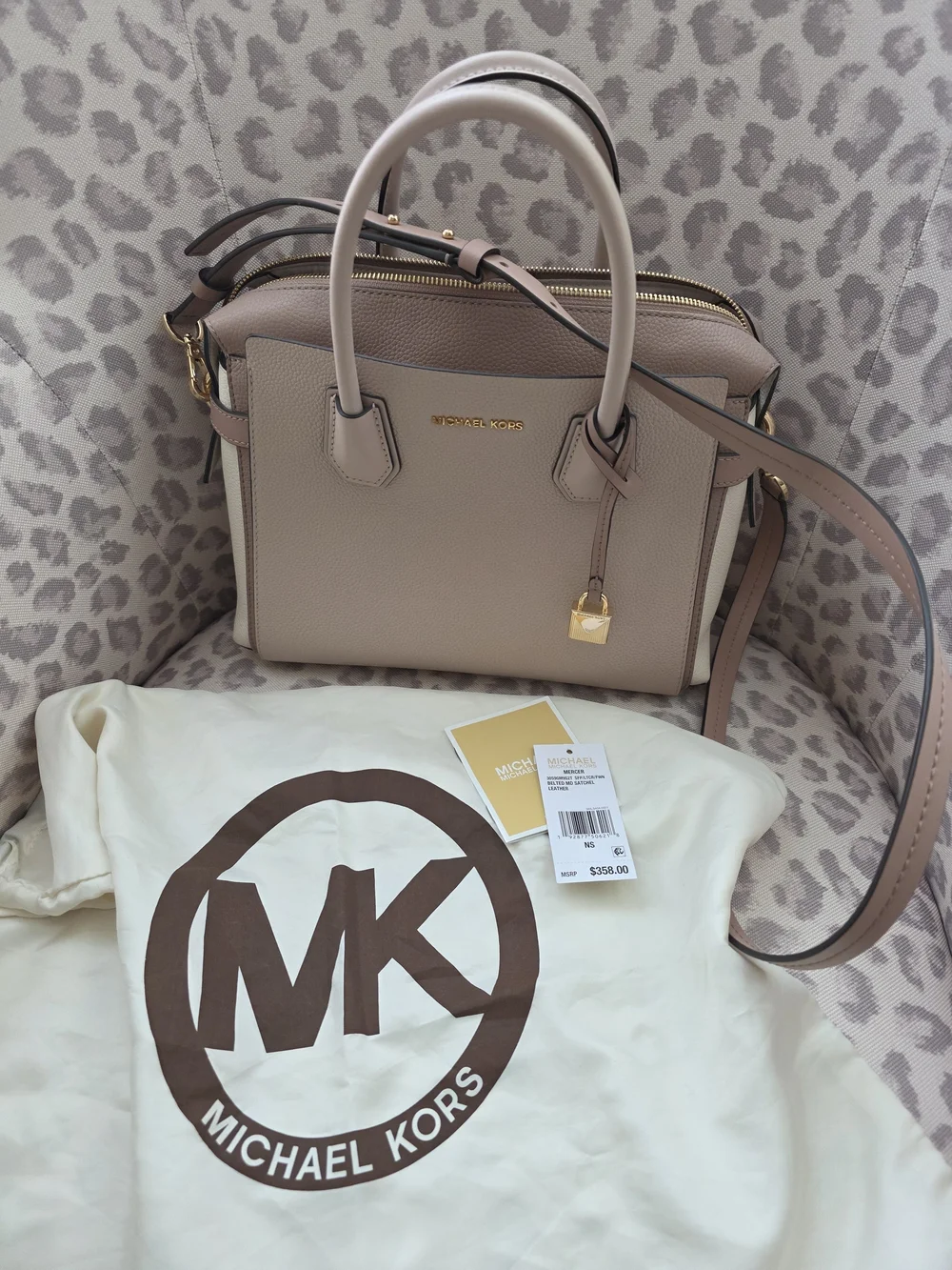 Michael Kors Women's Blush & Beige Taupe Satchel - MK Signature